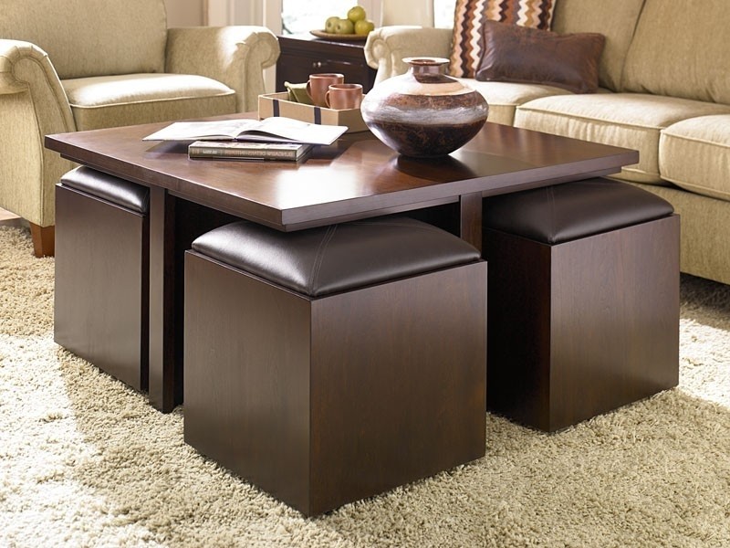 The best brown leather ottoman coffee tables with storages