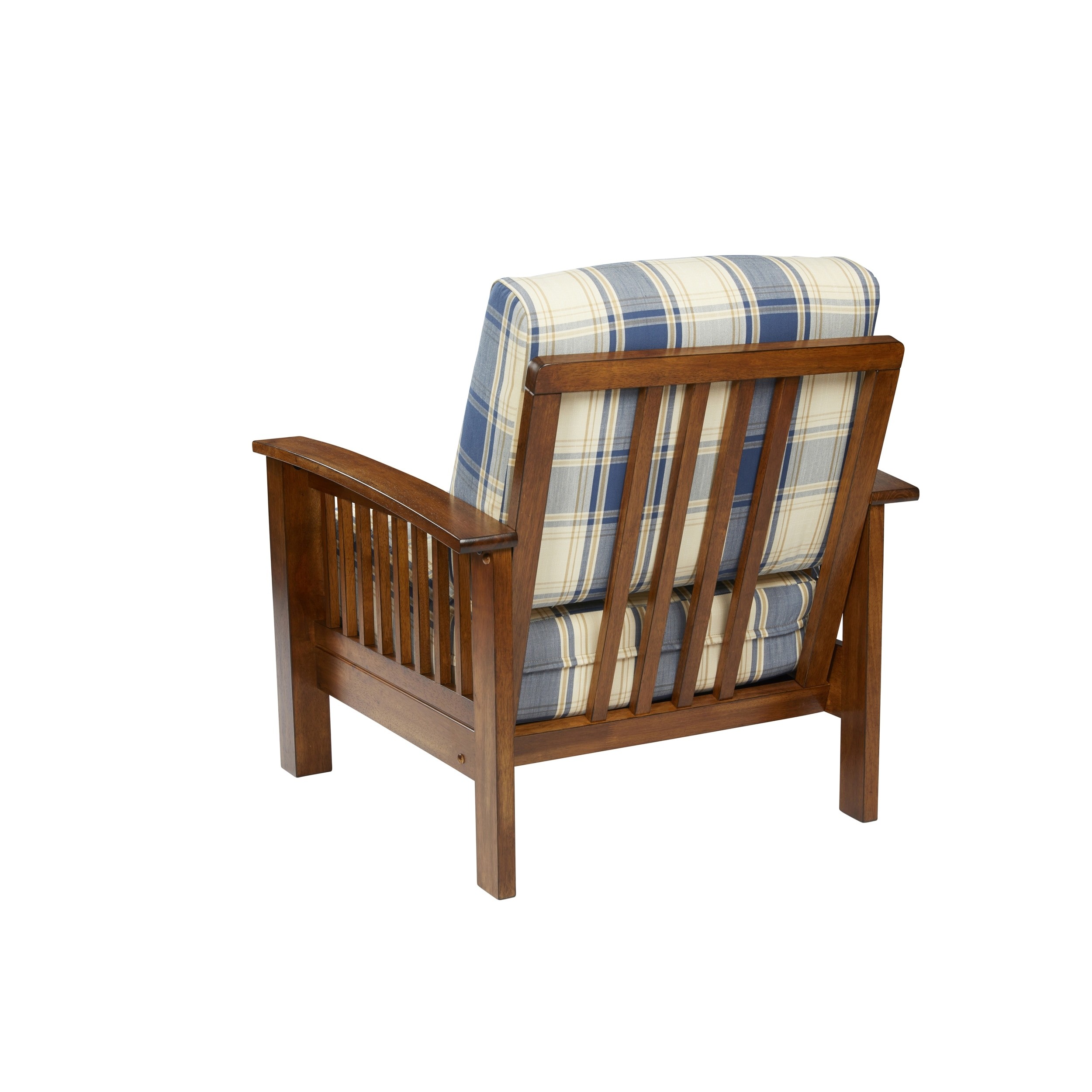 The gray barn blue plaid mission style arm chair blue