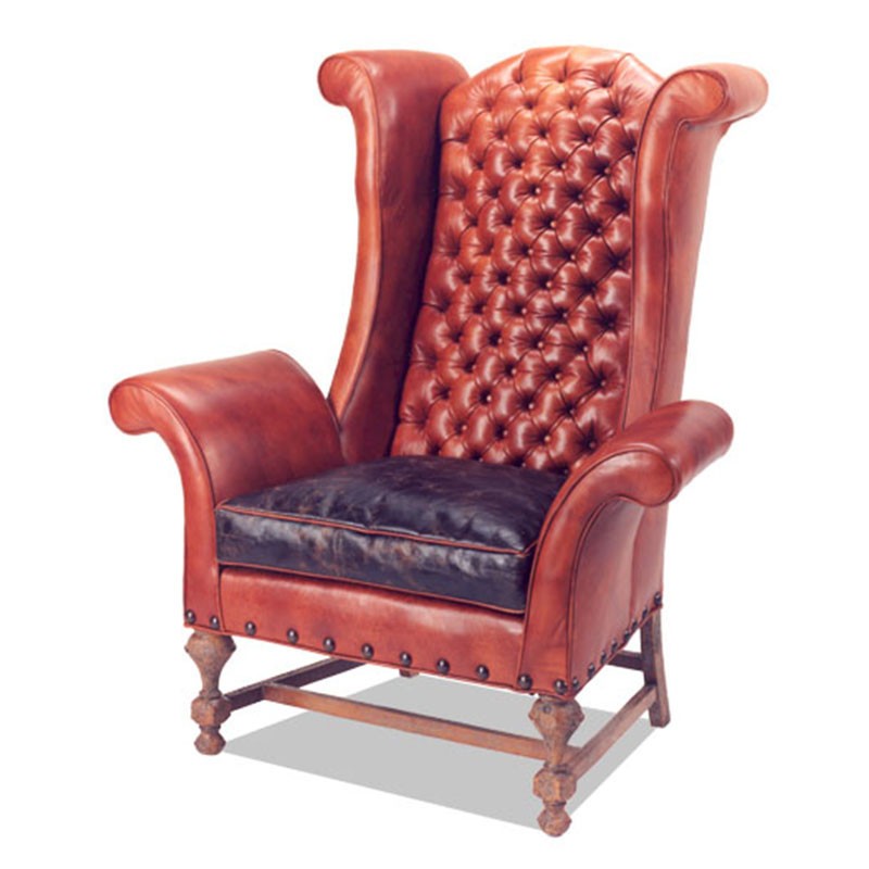 The mad hatter leather wing chair is unique gorgeous and