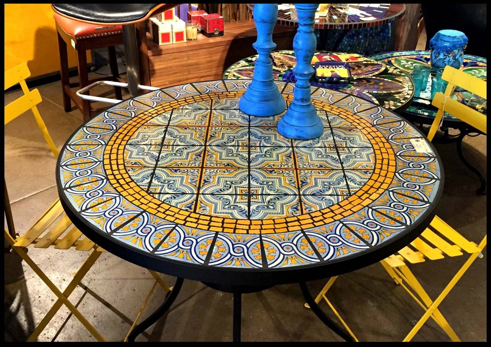 Tile and glass mosaic tables
