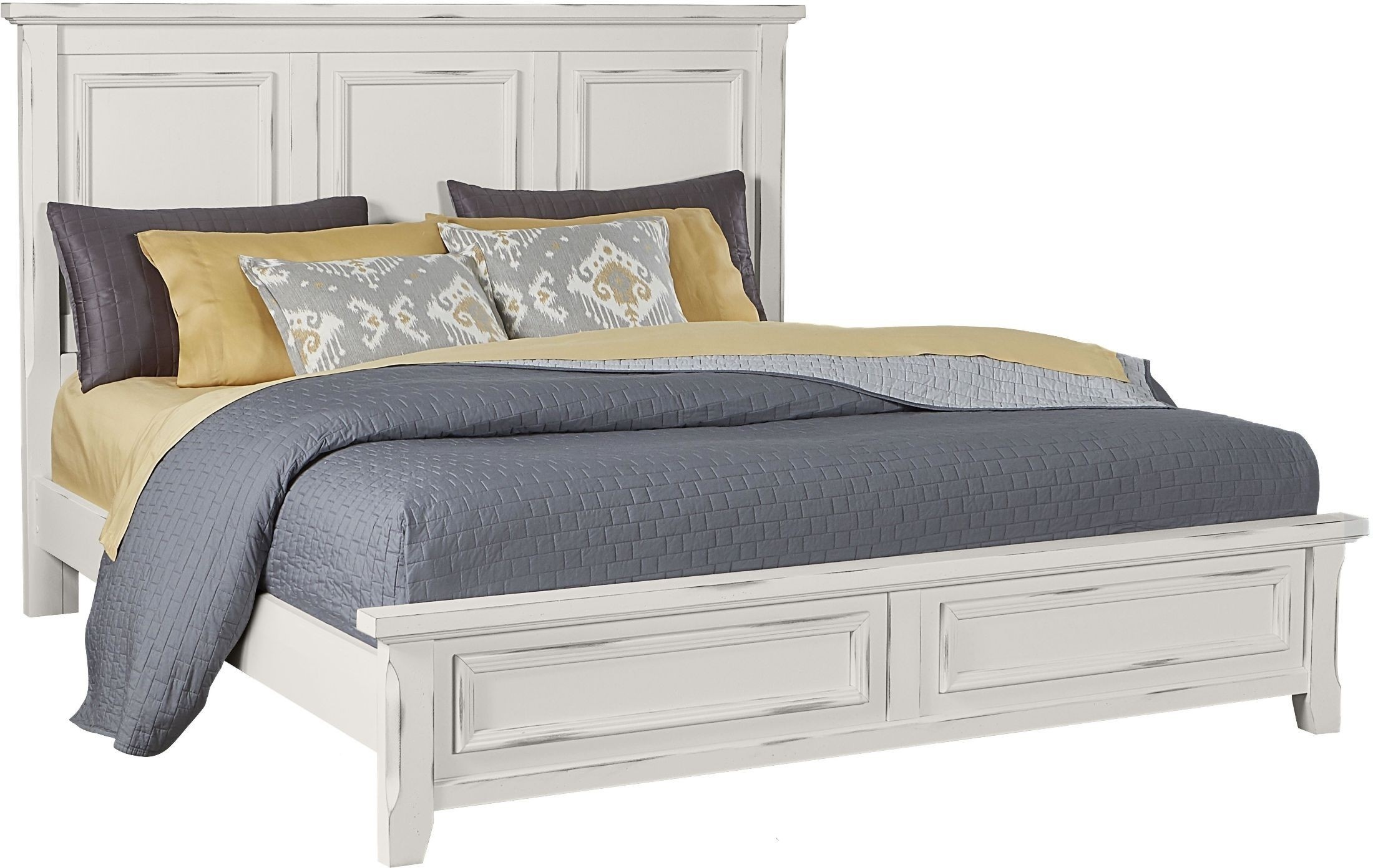 Timber creek distressed white king mansion bed from