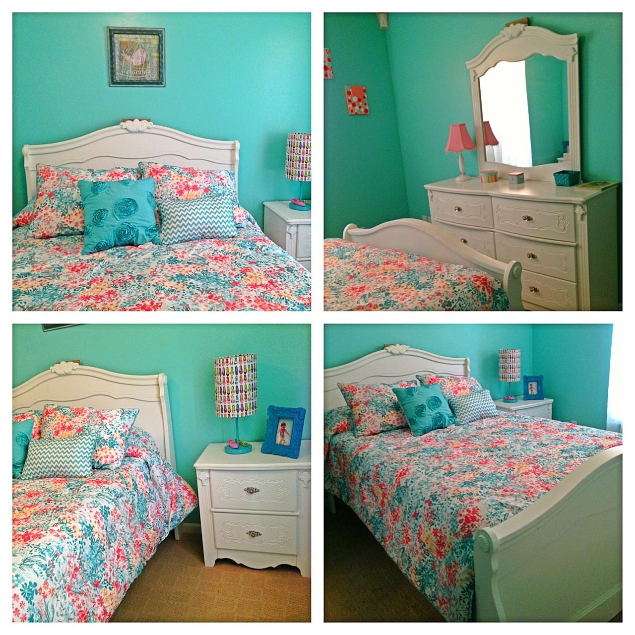 Turquoise and coral girls bedroom allies bedroom ideas