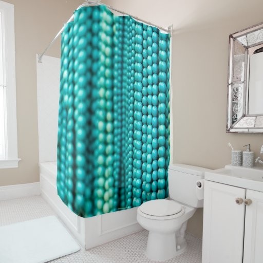 Turquoise beads shower curtain zazzle