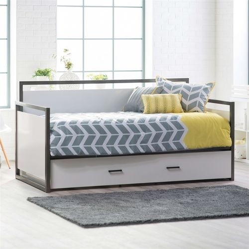 Twin modern metal frame daybed pull out trundle bed
