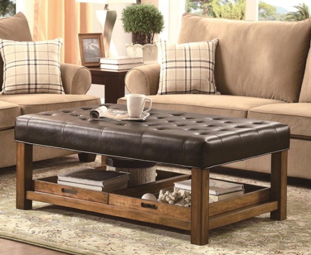 Unique and creative tufted leather ottoman coffee table 20