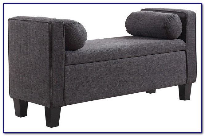 Upholstered storage bench with rolled arms bench home