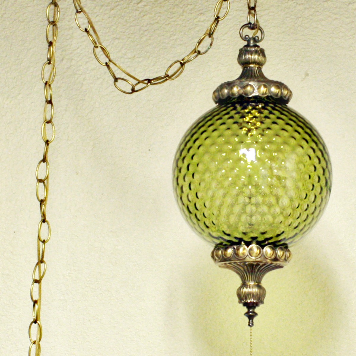Vintage hanging light hanging lamp green globe chain 3
