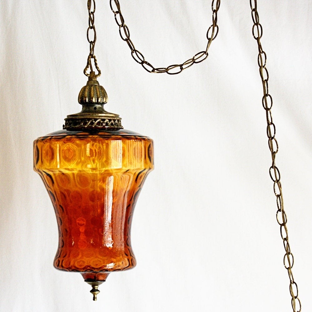 Vintage hanging light hanging lamp swag lamp by oldcottonwood