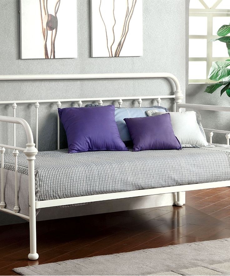 Vintage white transitional metal daybed metal daybed