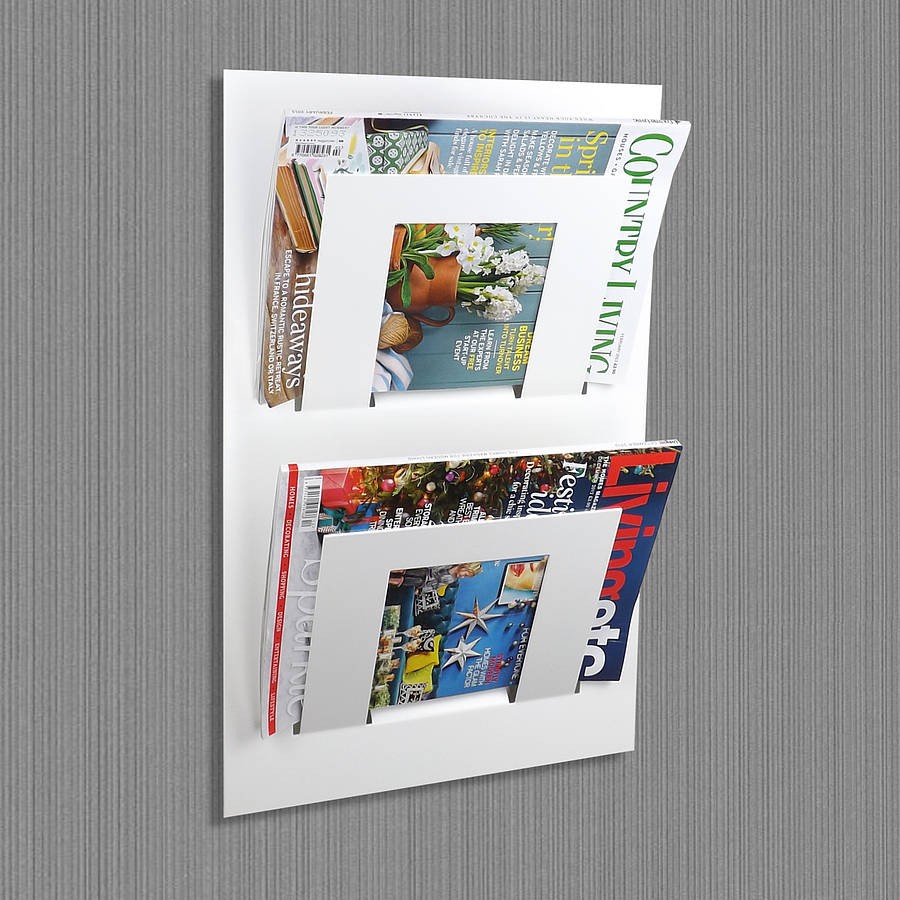 Wall mounted two tier magazine rack by the metal house