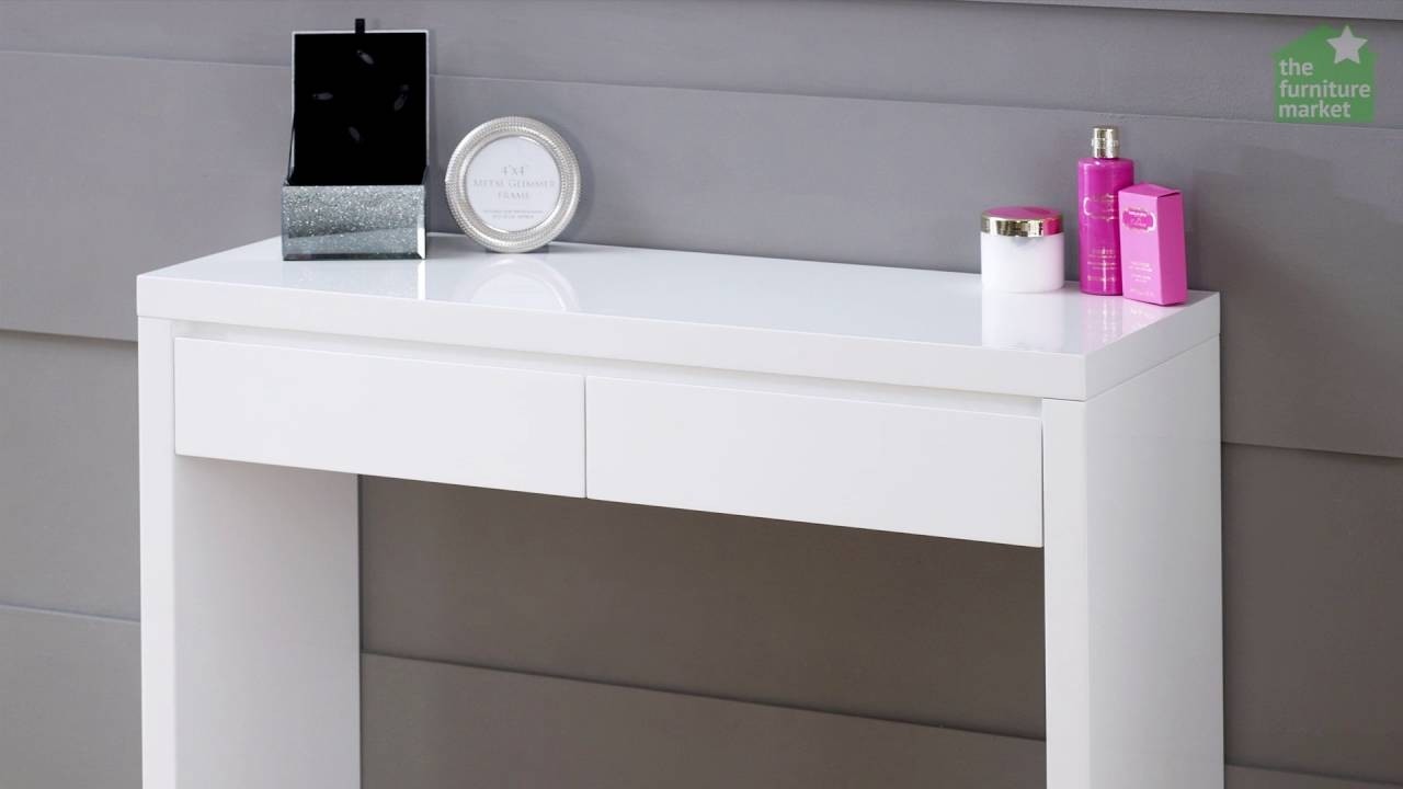 White high gloss 2 drawer dressing console table youtube