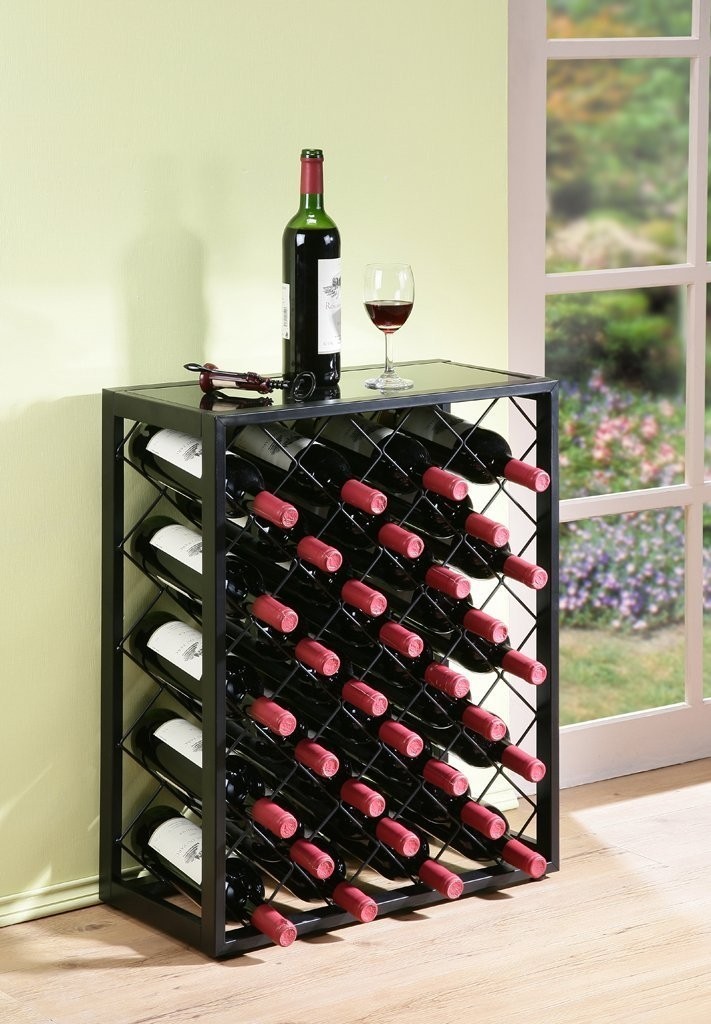 Wine rack steel liquor bottle holder storage display floor 1