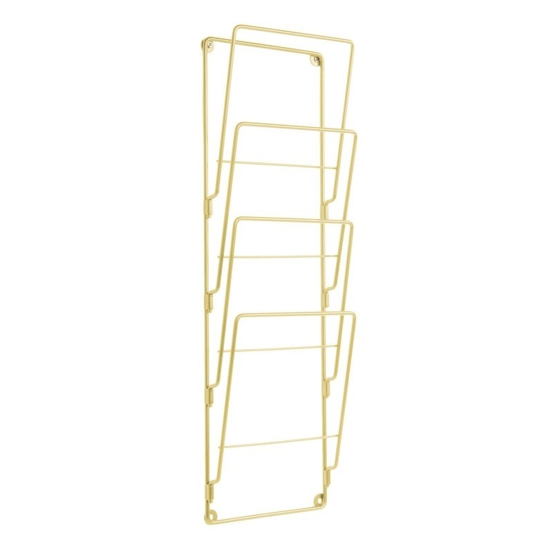 Wire wall magazine rack gold red candy