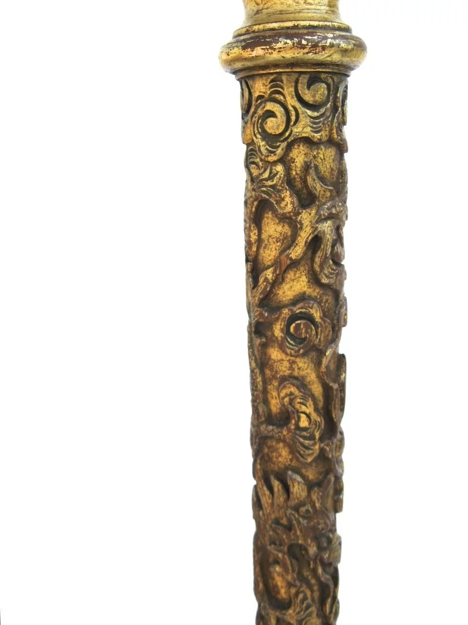 Wonderful tall carved gilt floor lamp with chinese dragons
