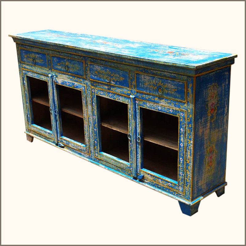 Wood distressed painted sideboard dining room buffet table