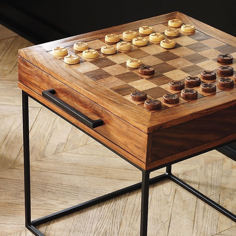 Wooden chess game living room side table