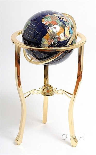 13 inch lapis globe 3 legged gold stand with compass