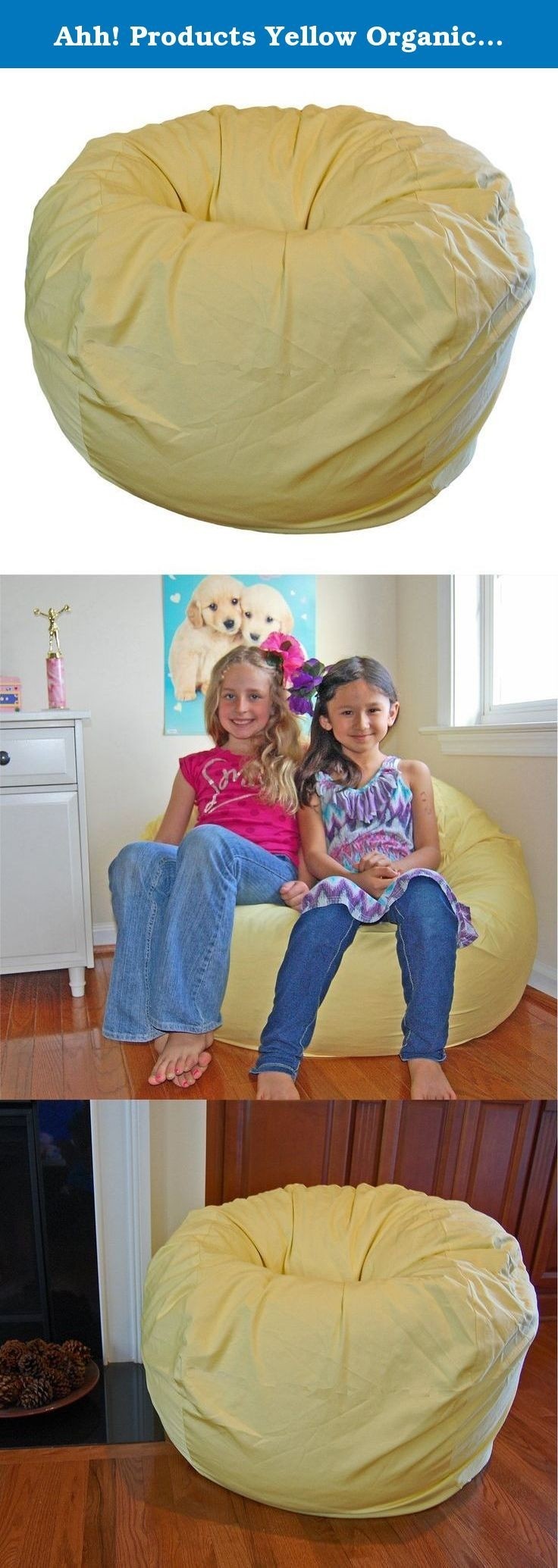 Ahh products yellow organic cotton large bean bag chair