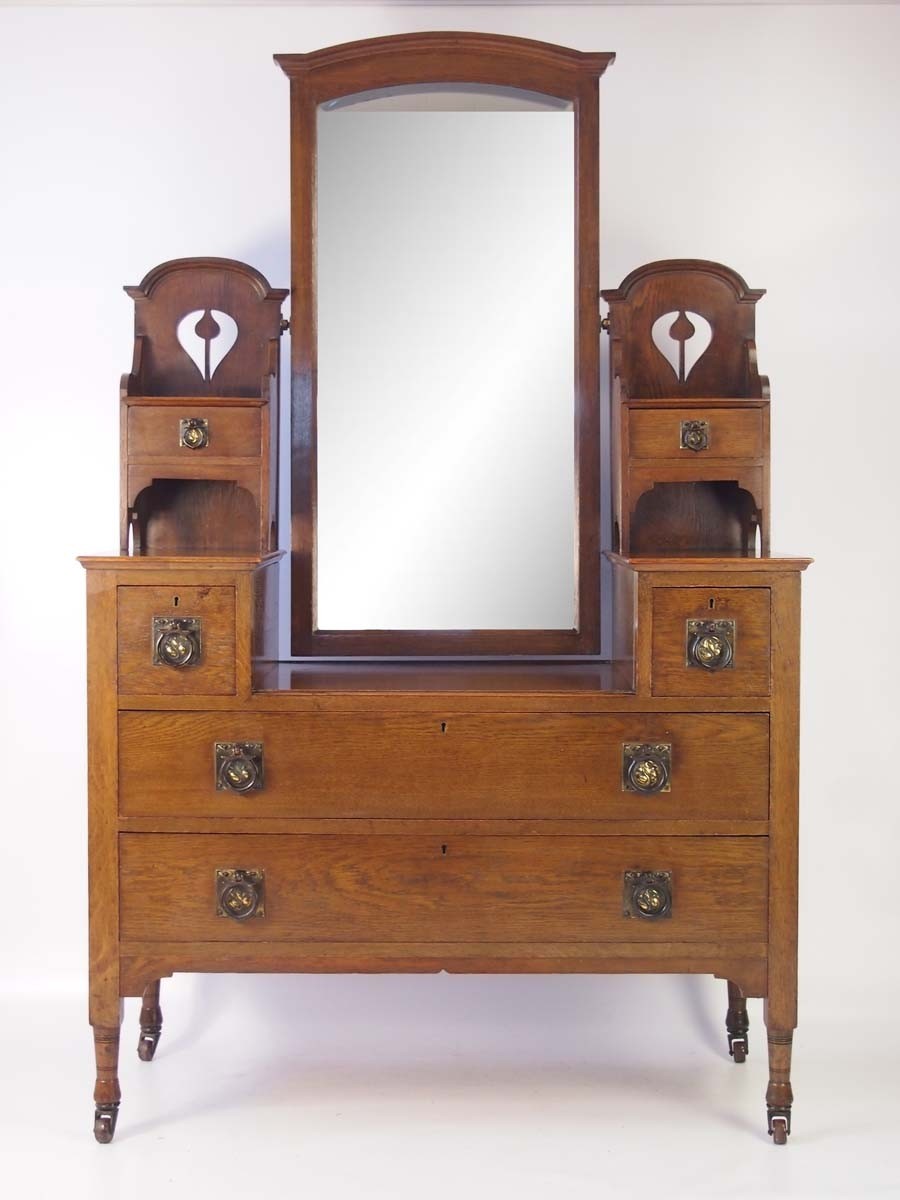Antique arts crafts oak dressing table