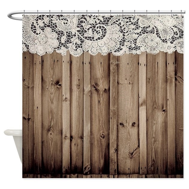 Barnwood white lace country shower curtain by listing