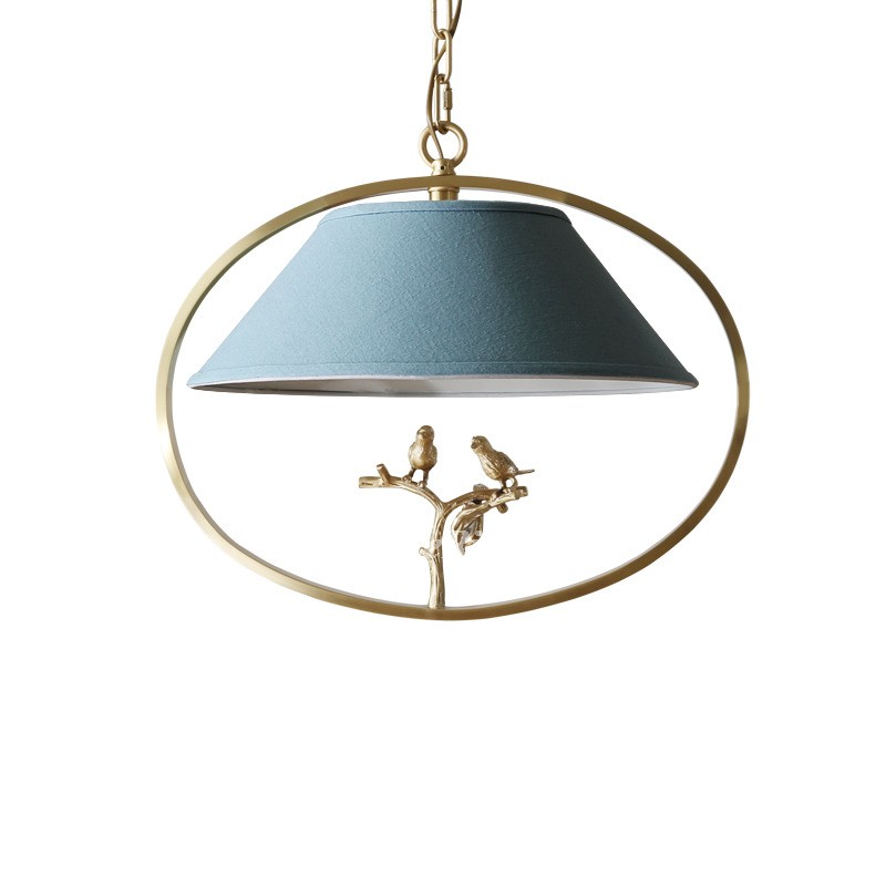 Bird chandelier brass fabric rustic hanging bedroom