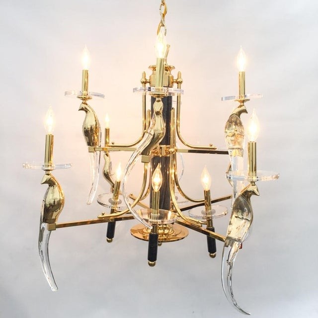 Birds of paradise double tiered chandelier chairish 1