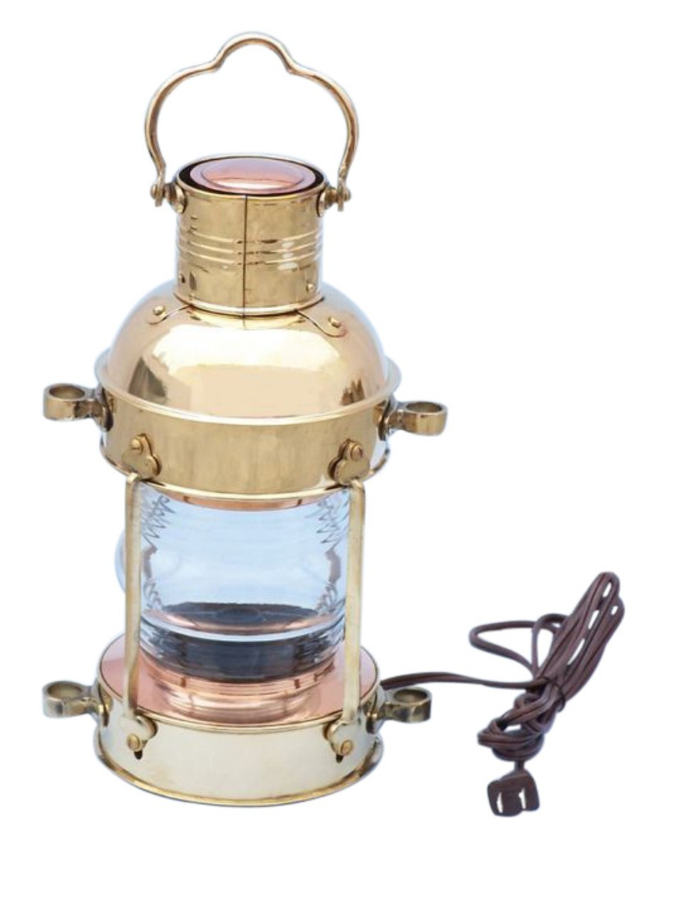 Buy solid brass anchor electric lantern 15in nautical decor