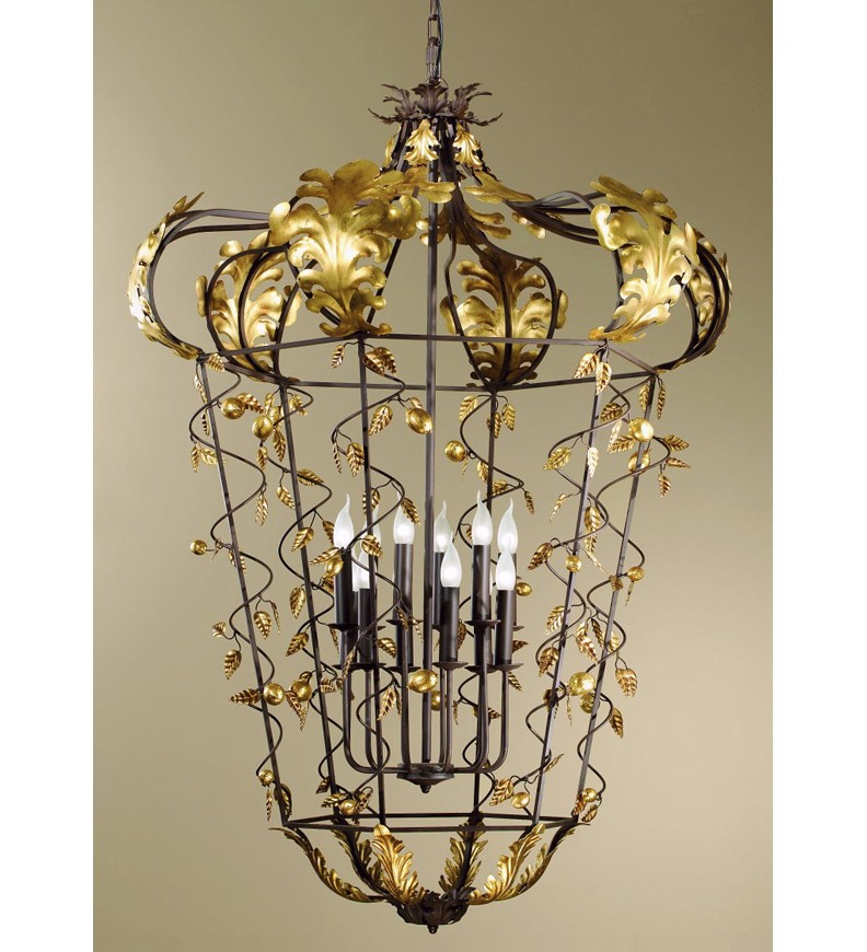 Charms design bird cage chandelier with gold leaf details