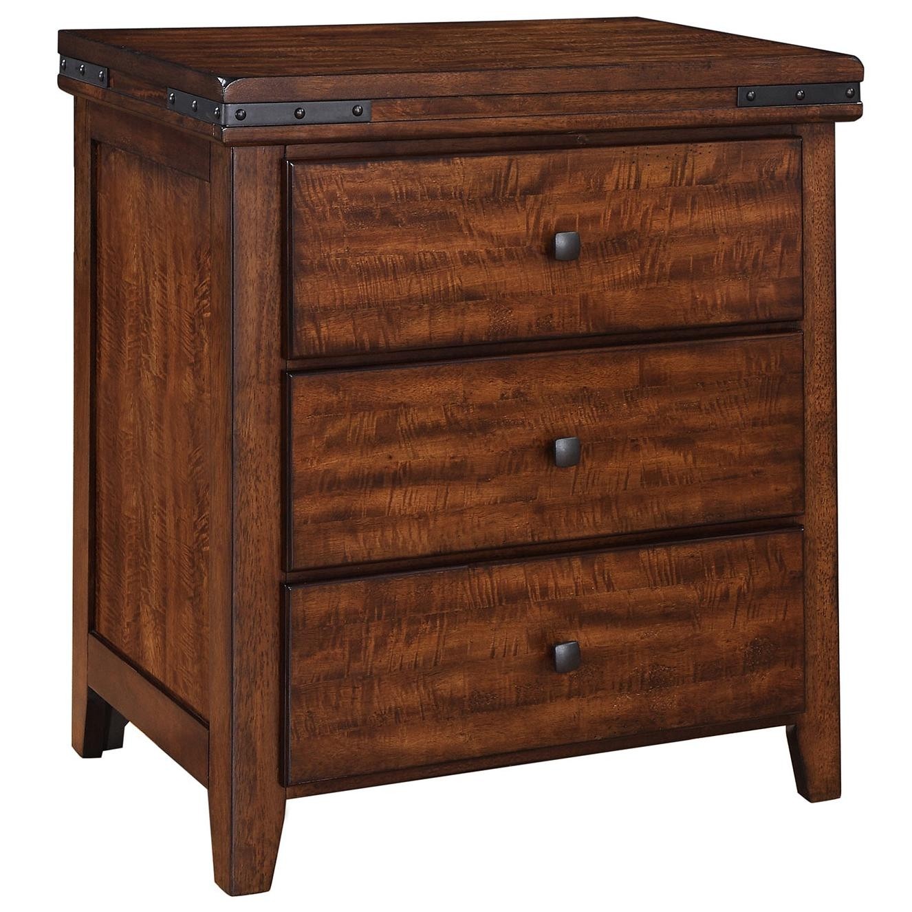 Colton 3 drawer nightstand with decorative corner brackets