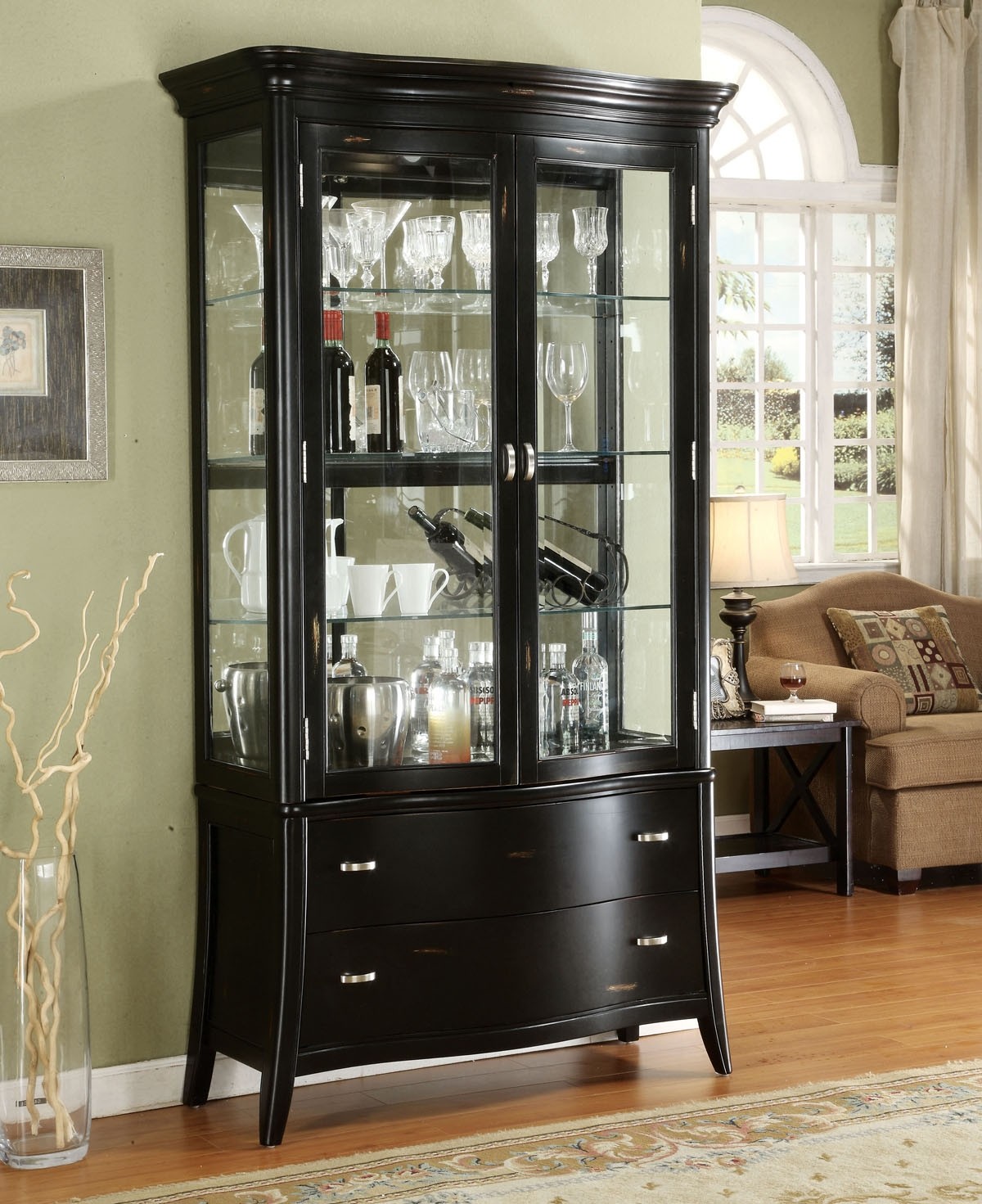 Corner curio cabinet with drawers o drawer design