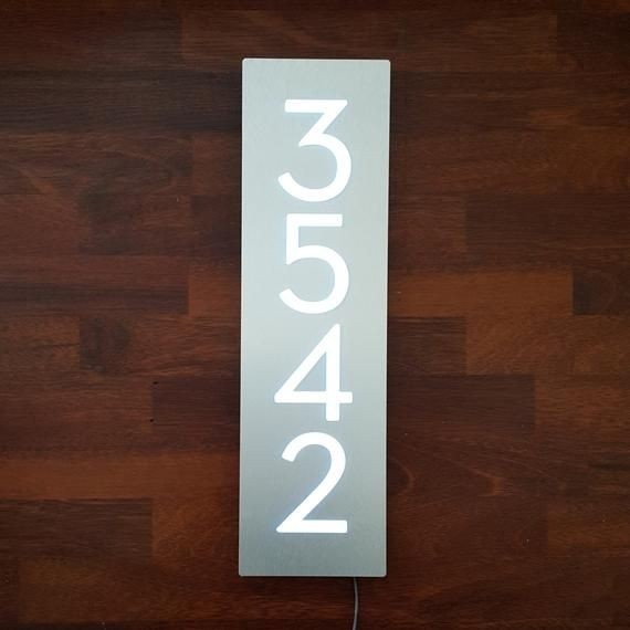 Custom bespoke led house number sign vertical 4 2