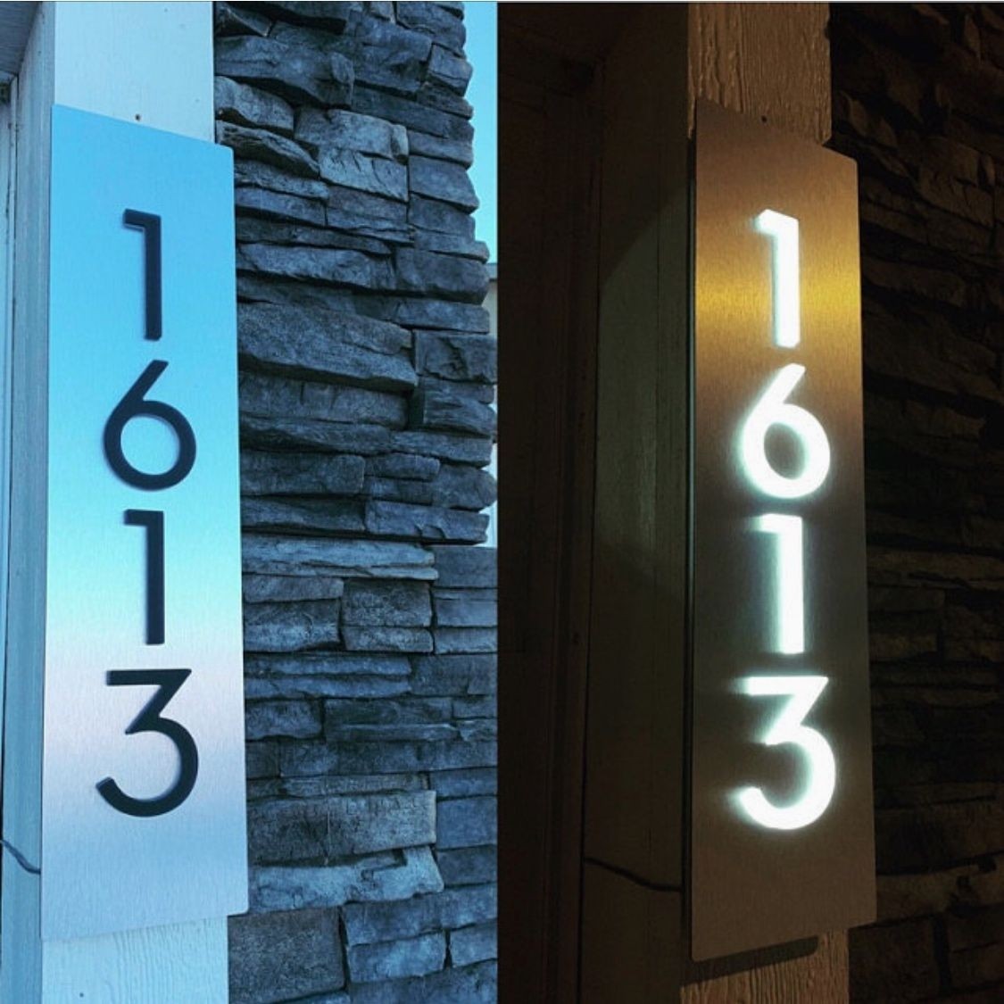 Custom bespoke led house number sign vertical 4 3