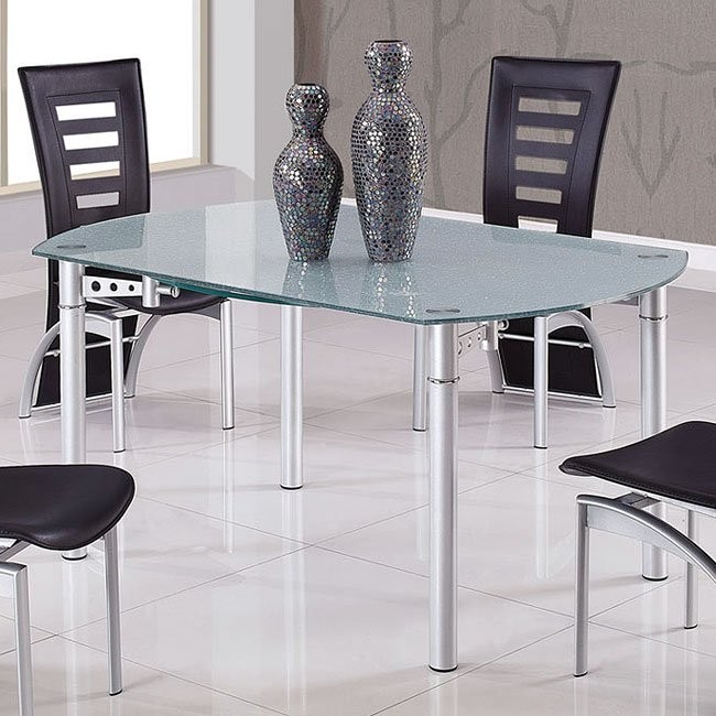 D135 frosted clear glass dining table global furniture