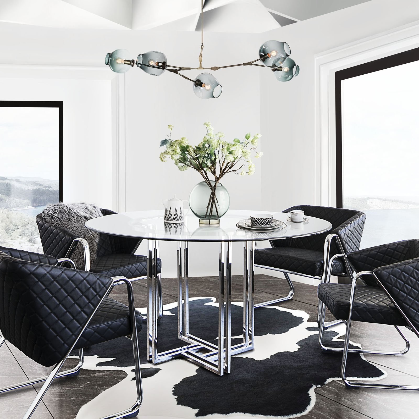 Diamond sofa deko polished stainless steel round dining