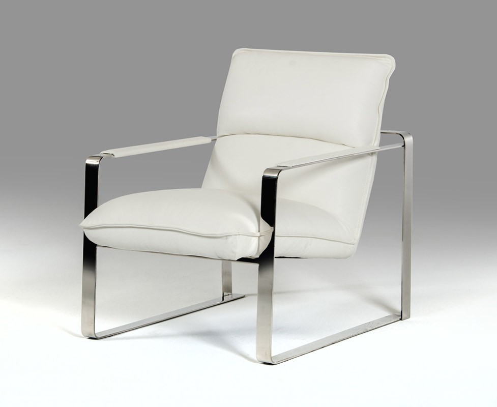 Dunn modern white leather lounge chair