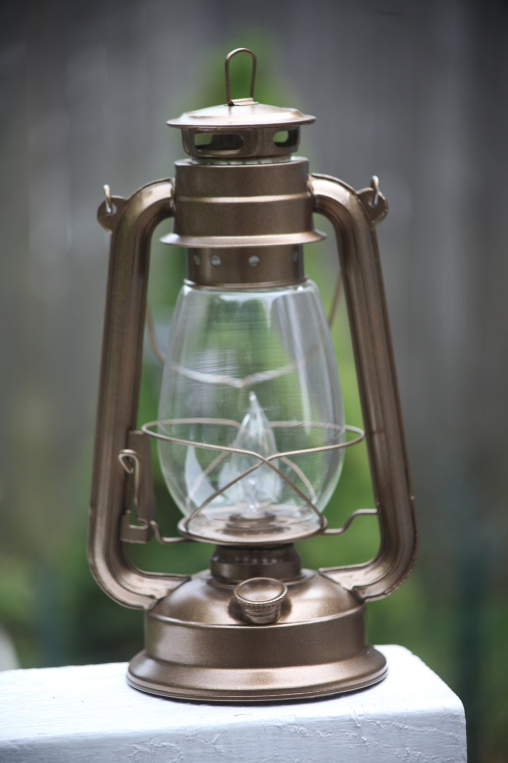 Electric hurricane lantern lamp light bronze with bulb