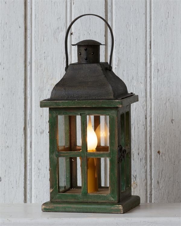 Electric light wooden lantern table lamp kc country