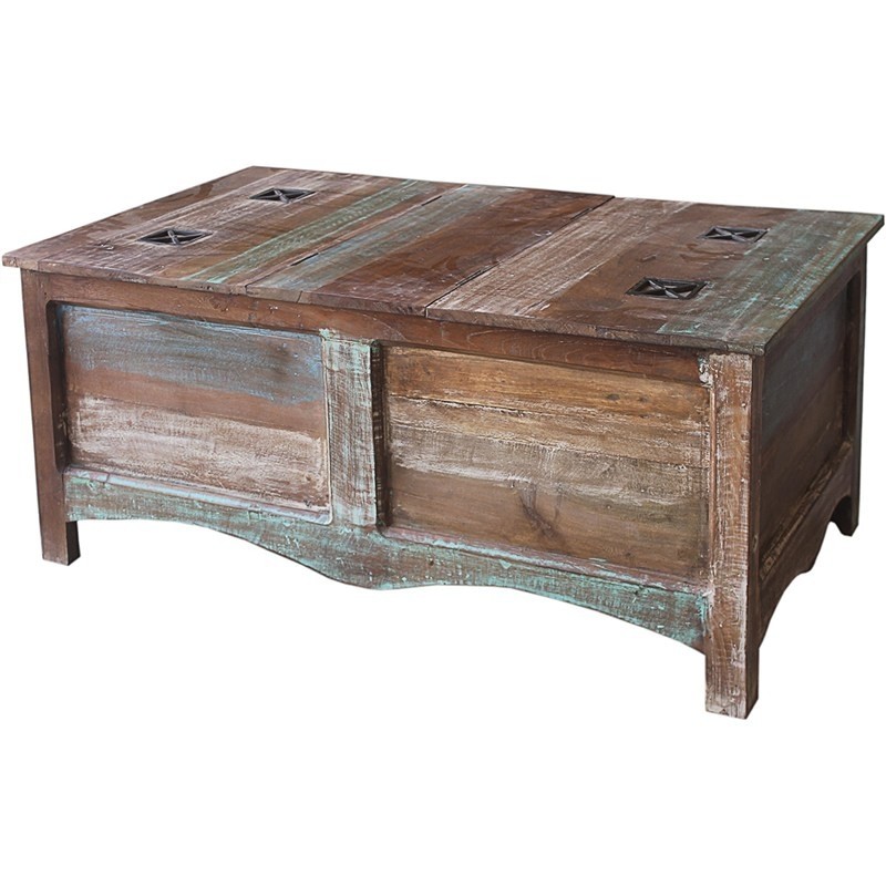 Grafton distressed solid timber trunk 106cm coffee table
