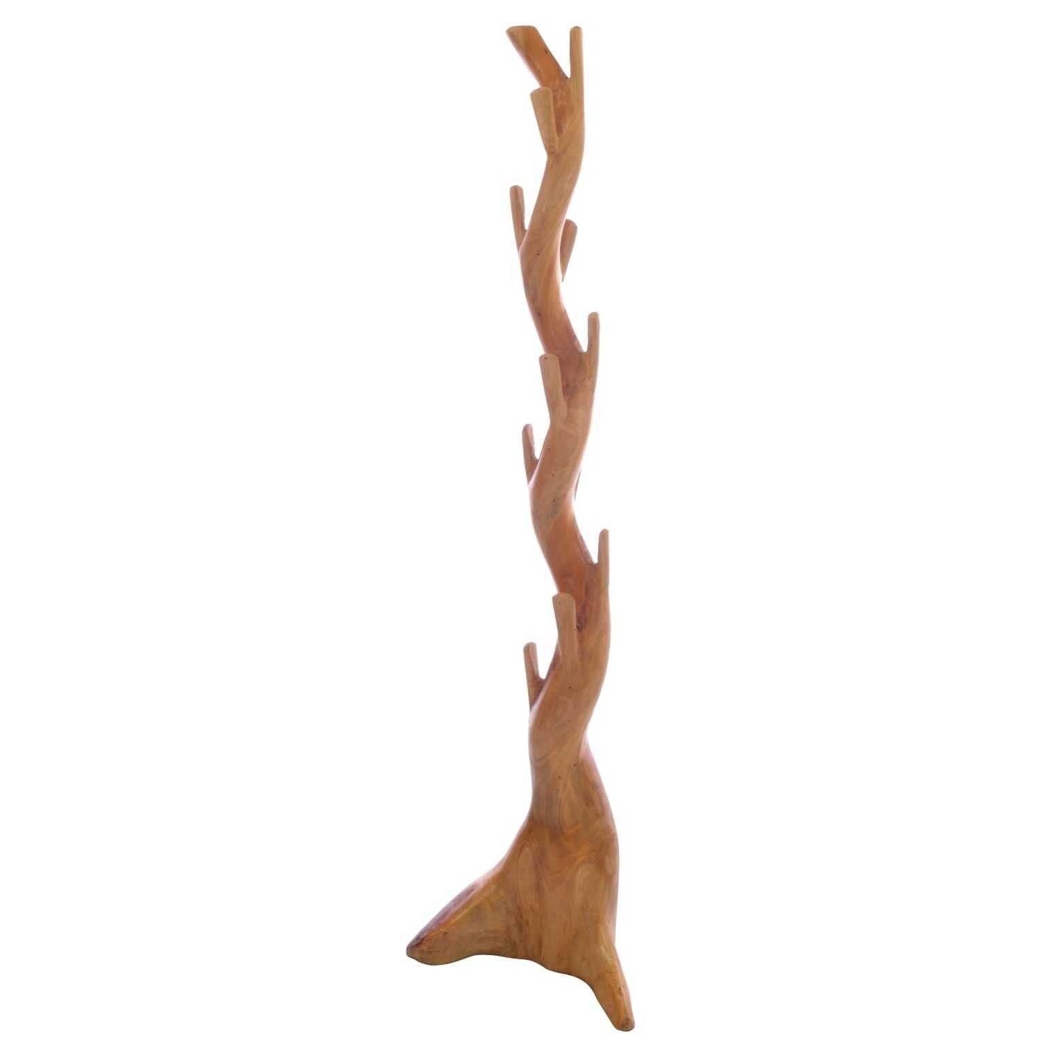 Hand crafted natural wood tree root coat rack stand in