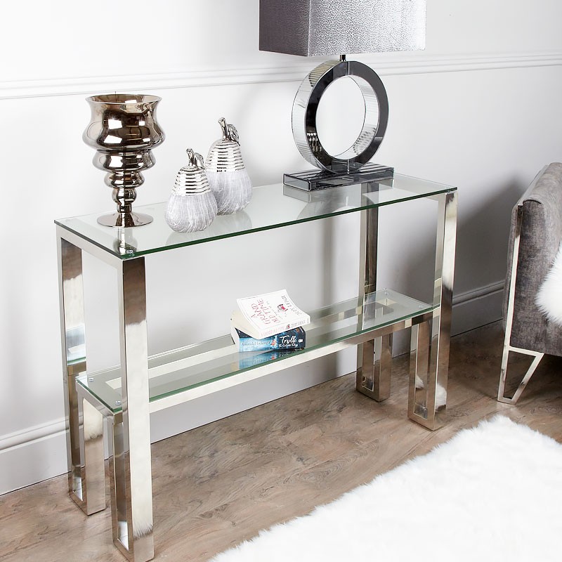 Outstanding chrome and glass sofa table Glass And Chrome Console Table Ideas On Foter