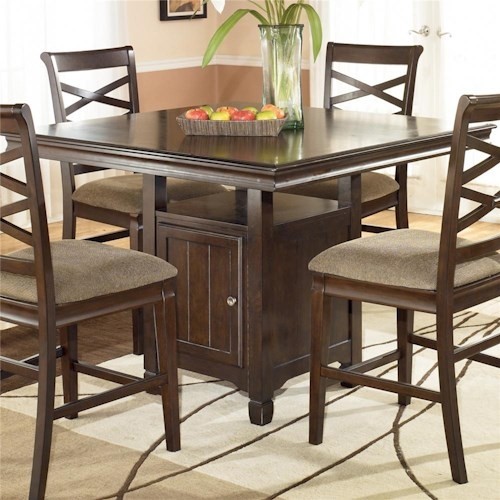 Hayley contemporary square counter height pedestal table