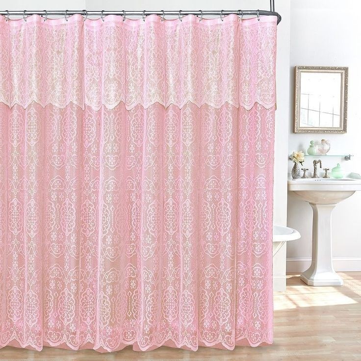 Lace shower curtain pink 8 62918