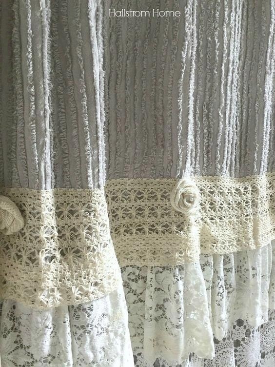 Layered lace shower curtain hallstrom home shabby chic