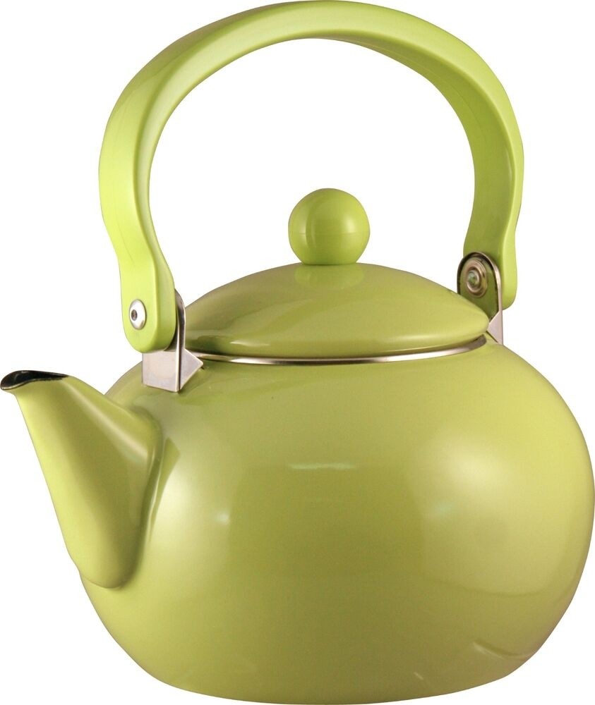 Lime reston lloyd 2 quart harvest tea kettle enamel on
