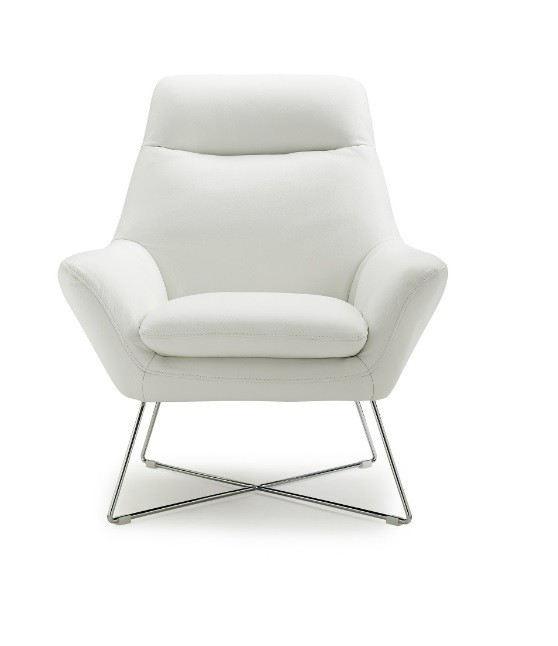 Livorno white italian leather modern accent chairs