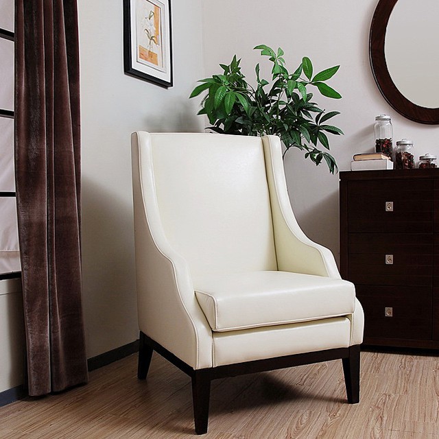 Lummi white leather high back chair contemporary