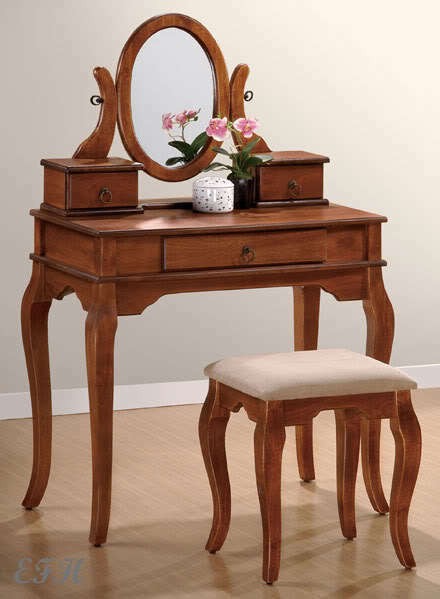 Madison ii oak finish wood vanity make up dressing table