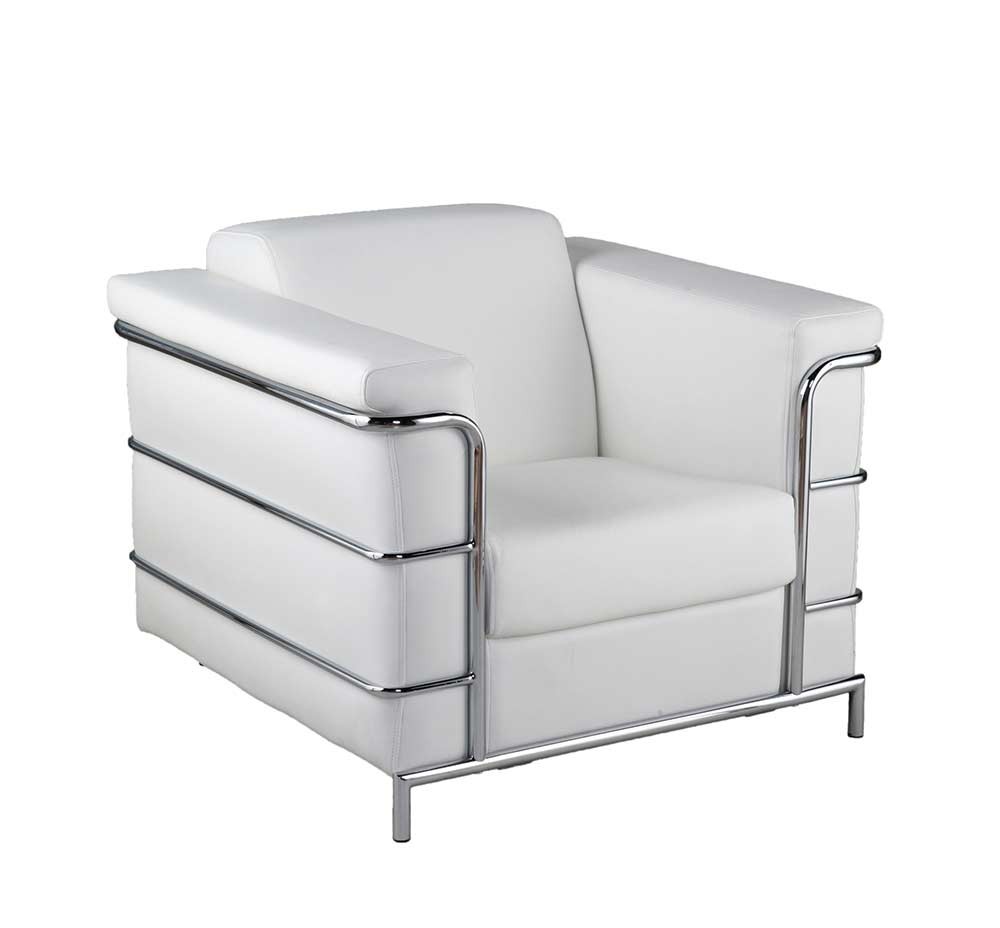 Modern leather arm chair estyle 811 in white accent seating