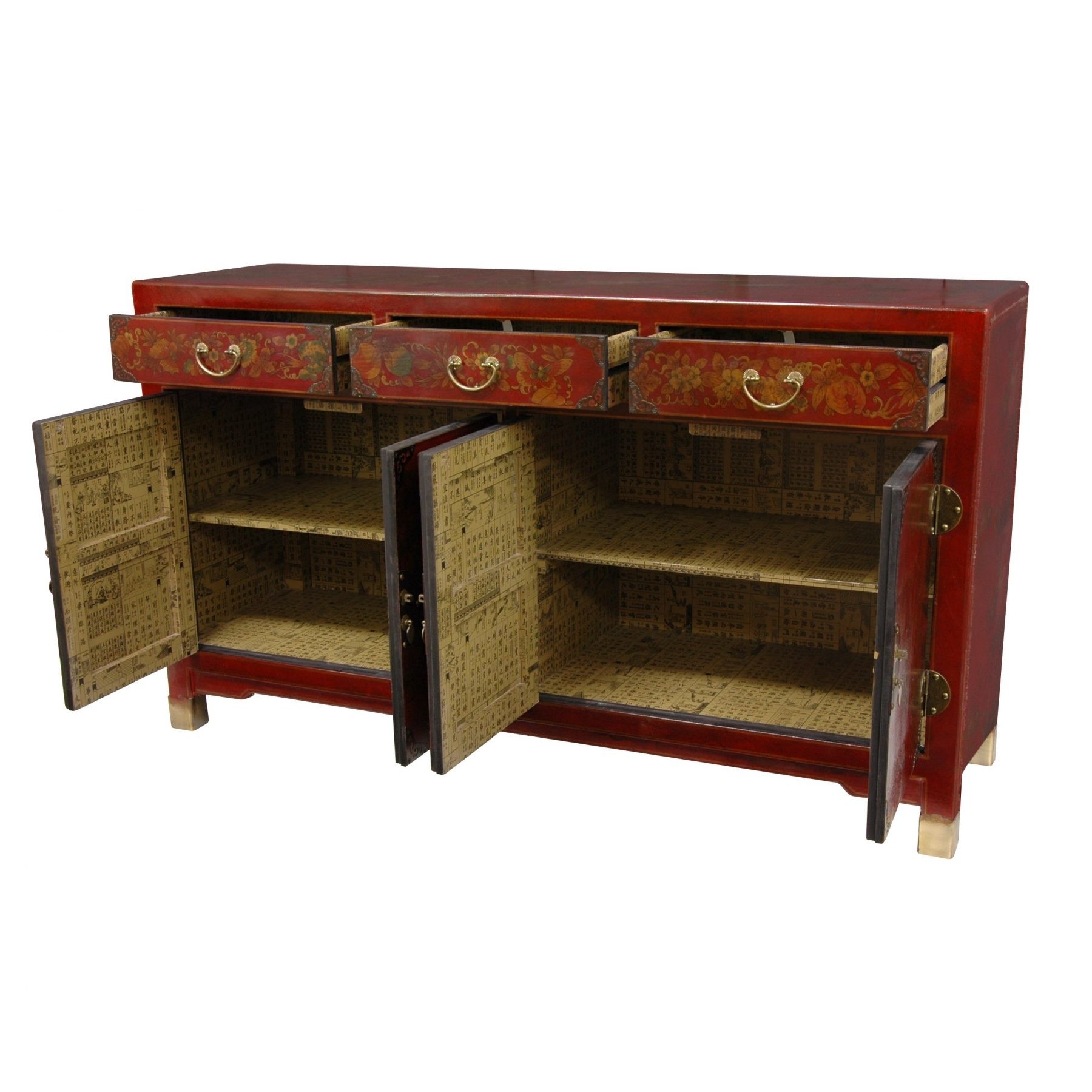 Oriental furniture red lacquer large buffet table ebay