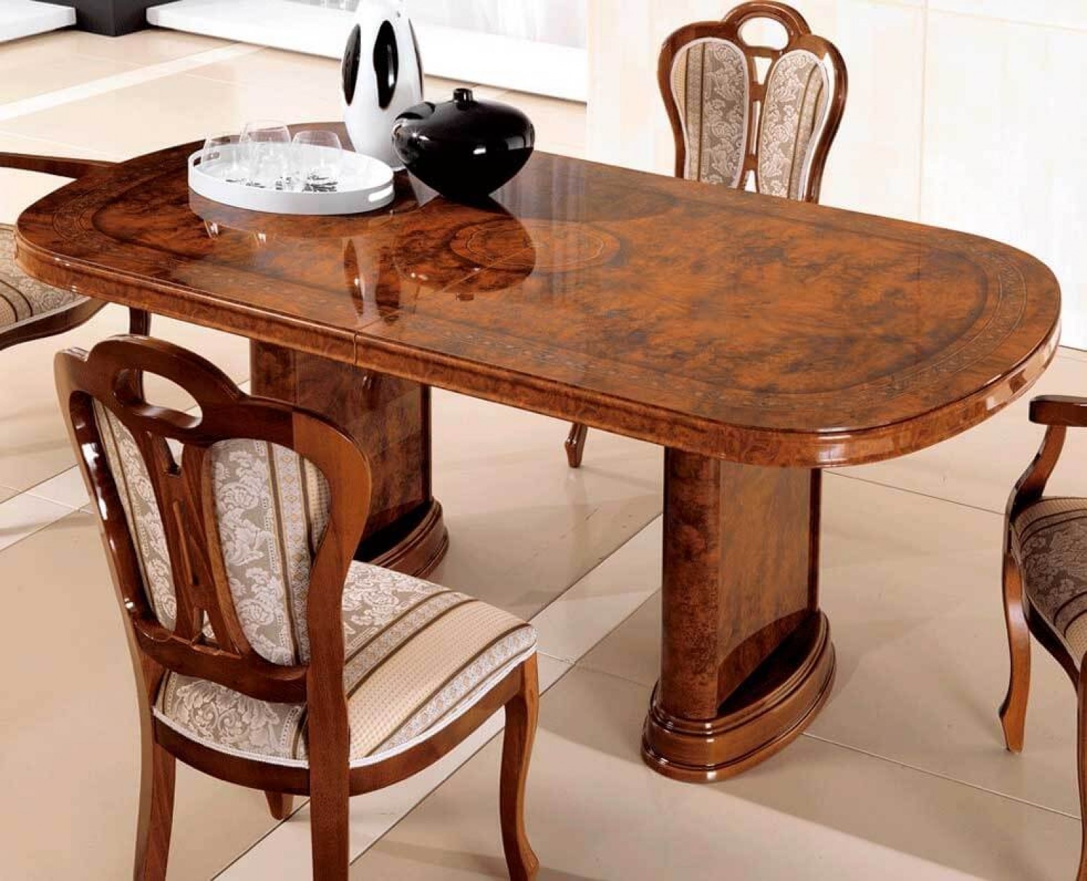 Pamela traditional oval wood extendable dining table
